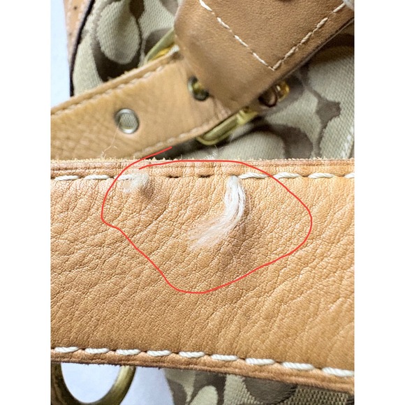 Coach Signature C Monogram Leather Hobo Shoulder Bag Tan Brown - Picture 7 of 10